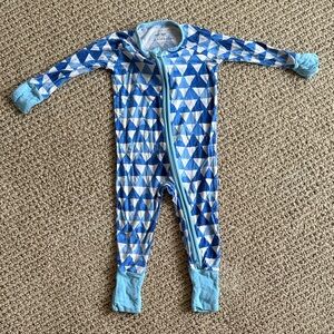 Little Sleepies Blue and White Geometric Footie